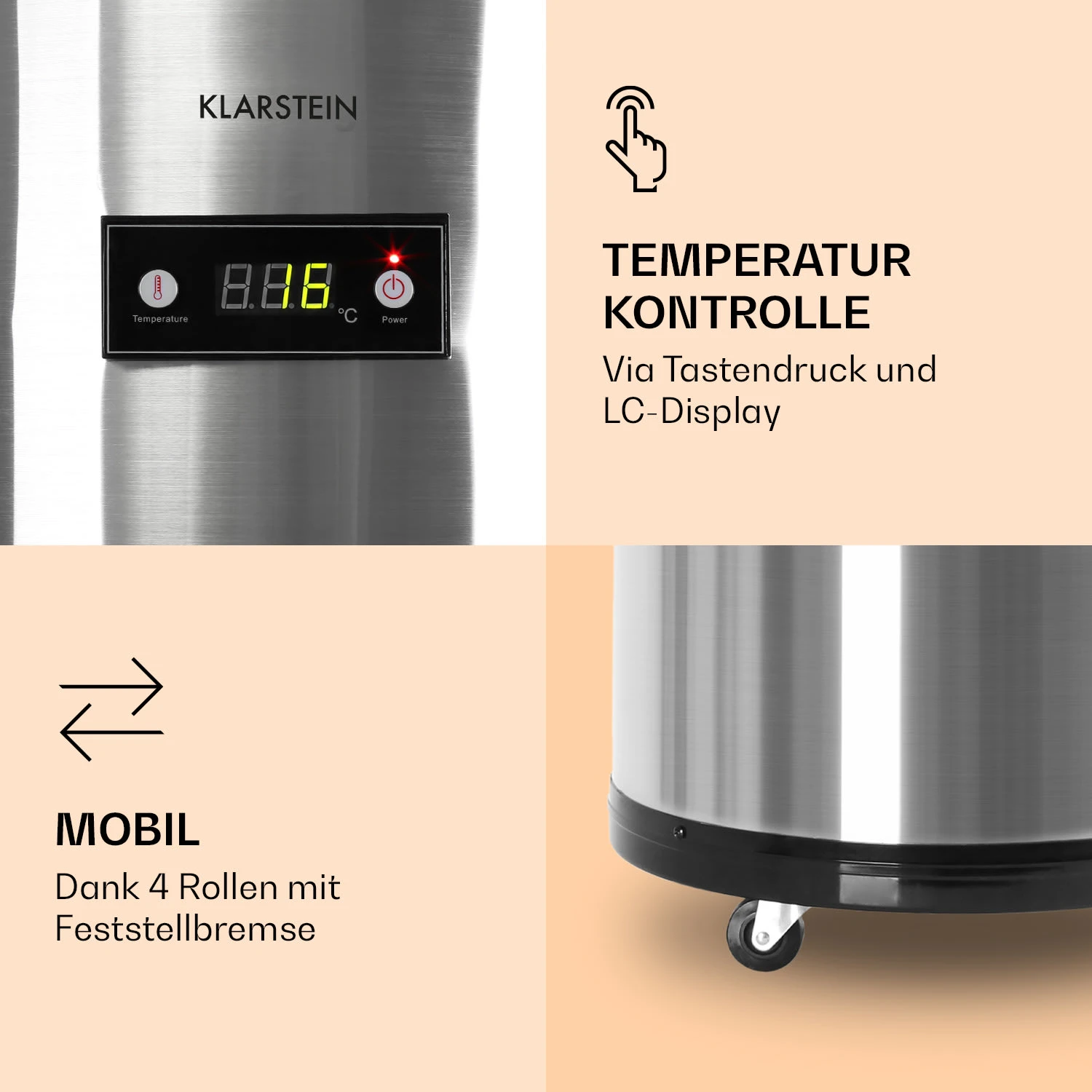 Mr. Barbot Bar-Kühlschrank 50 Liter 6-16 °C Bodenrollen Edelstahl 6 Mr. Barbot Bar-Kühlschrank 50 Liter 6-16 °C Bodenrollen Edelstahl – Bild 4
