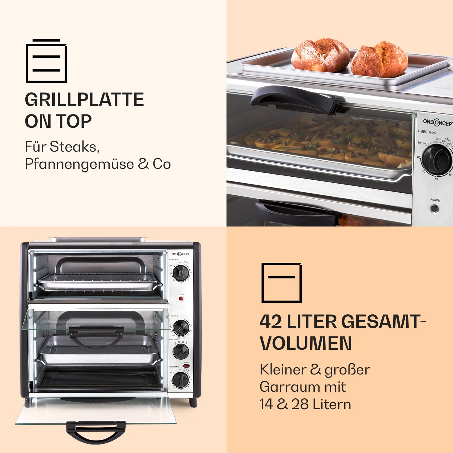 All-You-Can-Eat Doppel-Backofen Grillplatte 42 Liter 2350 Watt 5 All-You-Can-Eat Doppel-Backofen Grillplatte 42 Liter 2350 Watt – Bild 3