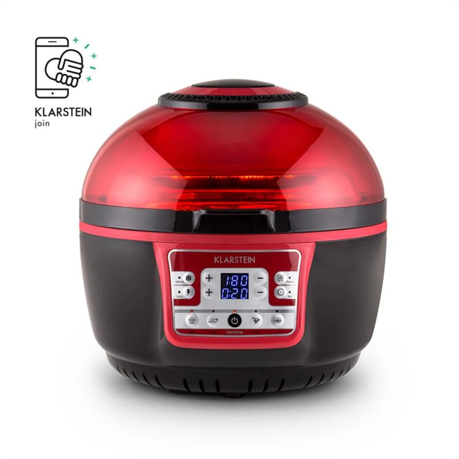 VitAir Turbo Heißluftfritteuse Rot-schwarz 1400W Grillen Backen 9l 6 VitAir Turbo Heißluftfritteuse Rot-schwarz 1400W Grillen Backen 9l – Bild 4