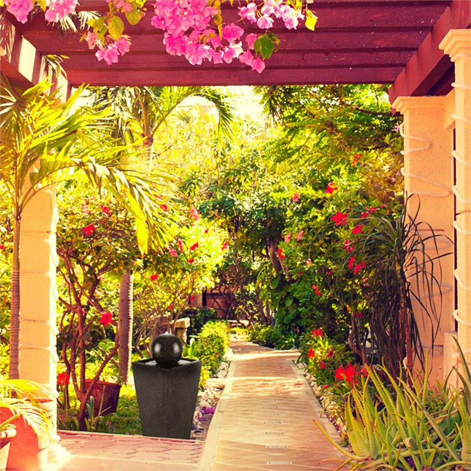 Königsbrunn Springbrunnen Solar 200 L/h LED Akku Basaltoptik 6 Königsbrunn Springbrunnen Solar 200 L/h LED Akku Basaltoptik – Bild 4