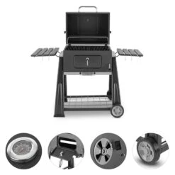 Bigfoot Holzkohlegrill Smoker BBQ-Grill 55 X 40 Cm Stahl Schwarz -Haushaltsgerätegeschäft 10029763 yy 0004 detail Klarstein Bigfoot BBQ Grill Smoker