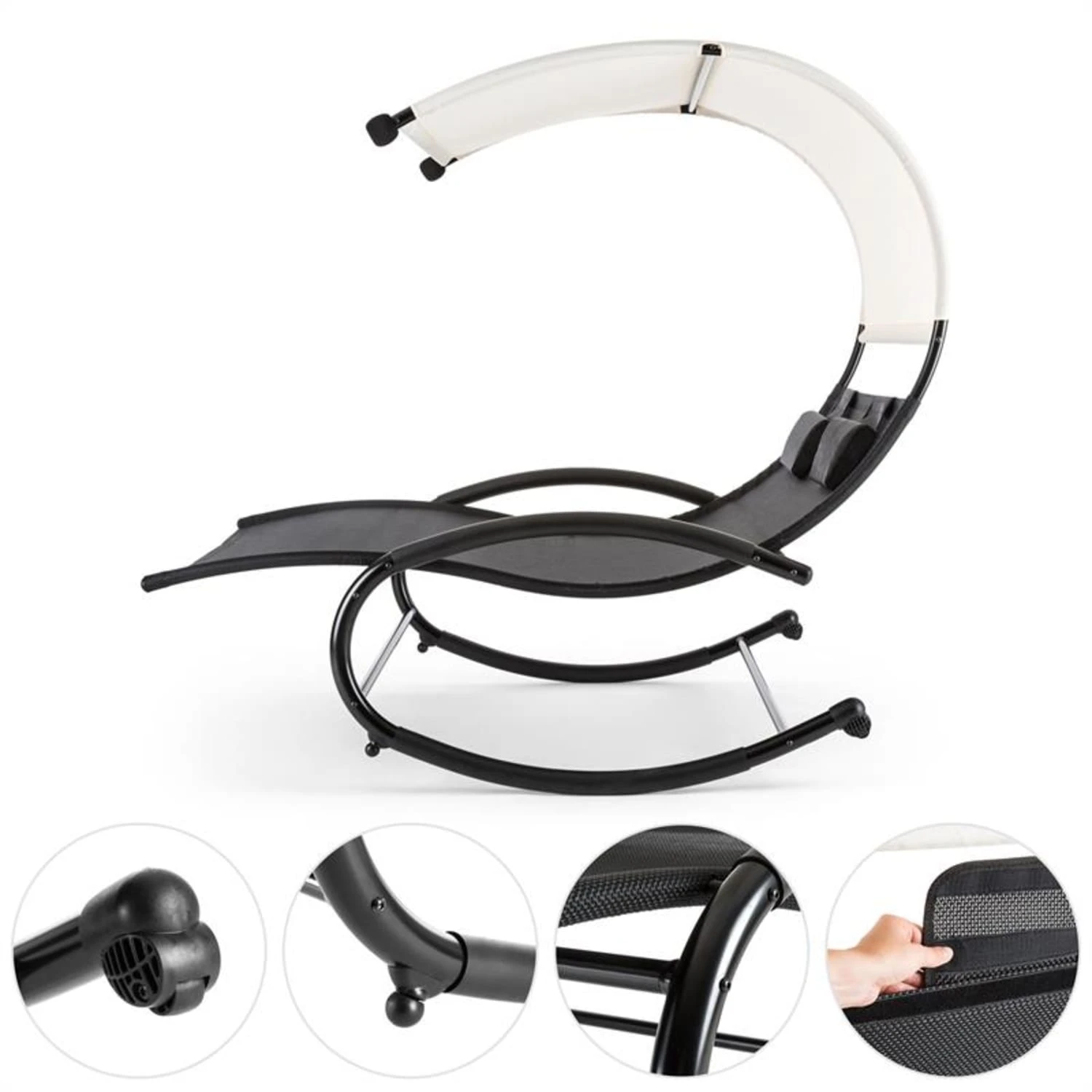 Suncruise Schaukelliege Gartenliege Sonnendach Polyester Stahl 4 Suncruise Schaukelliege Gartenliege Sonnendach Polyester Stahl – Bild 2