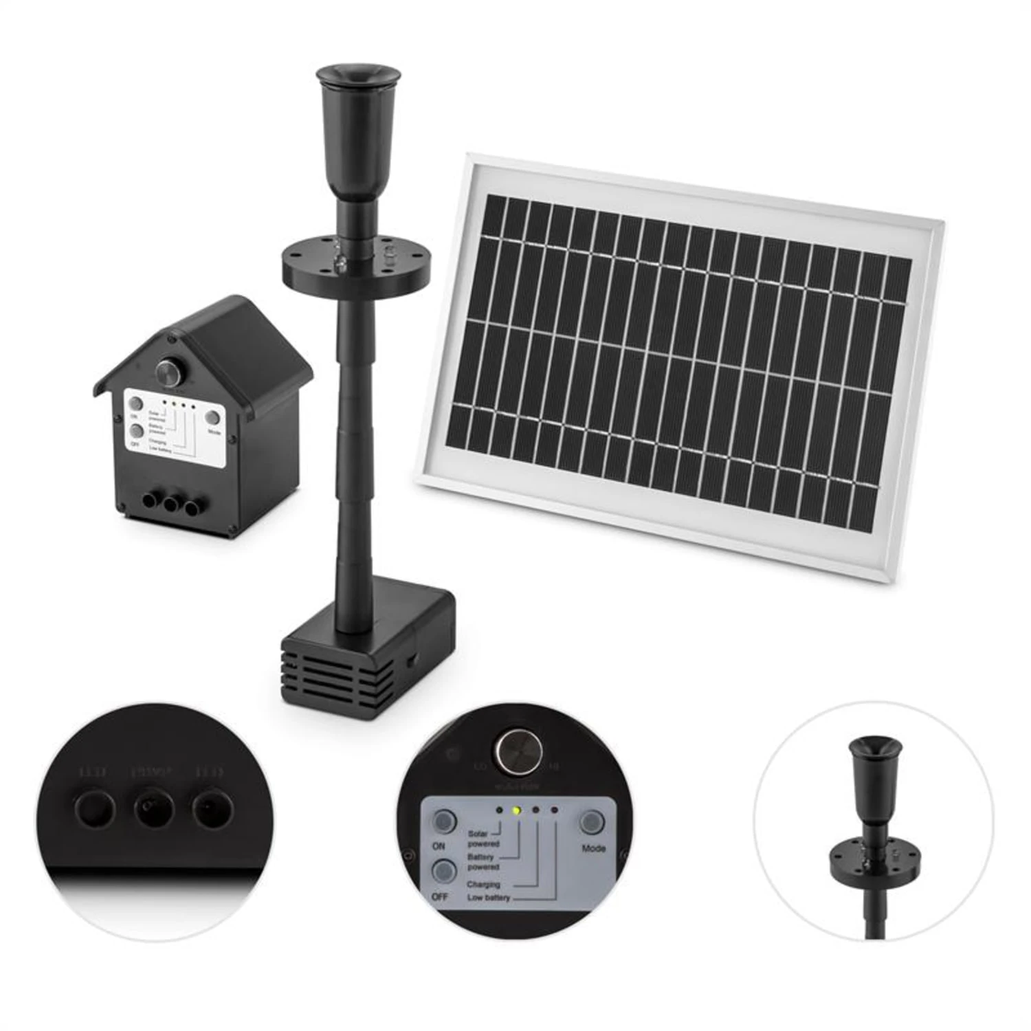 Wasserwerk 500 Wasserpumpe Solar Springbrunnen 500 L/h LED Akku 4 Wasserwerk 500 Wasserpumpe Solar Springbrunnen 500 L/h LED Akku – Bild 2