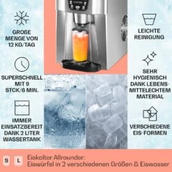 Ice Volcano 2G Eismaschine LED 12kg Je 24h 2l 6-12min Silber -Haushaltsgerätegeschäft 10030848 DE 0002 usp