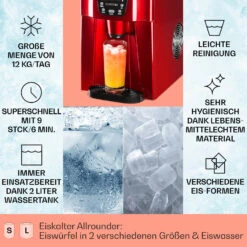 Ice Volcano 2G Eismaschine LED 12kg Je 24h 2l 6-12min Rot 12 Ice Volcano 2G Eismaschine LED 12kg Je 24h 2l 6-12min Rot -Haushaltsgerätegeschäft 10030849 DE 0002 usp