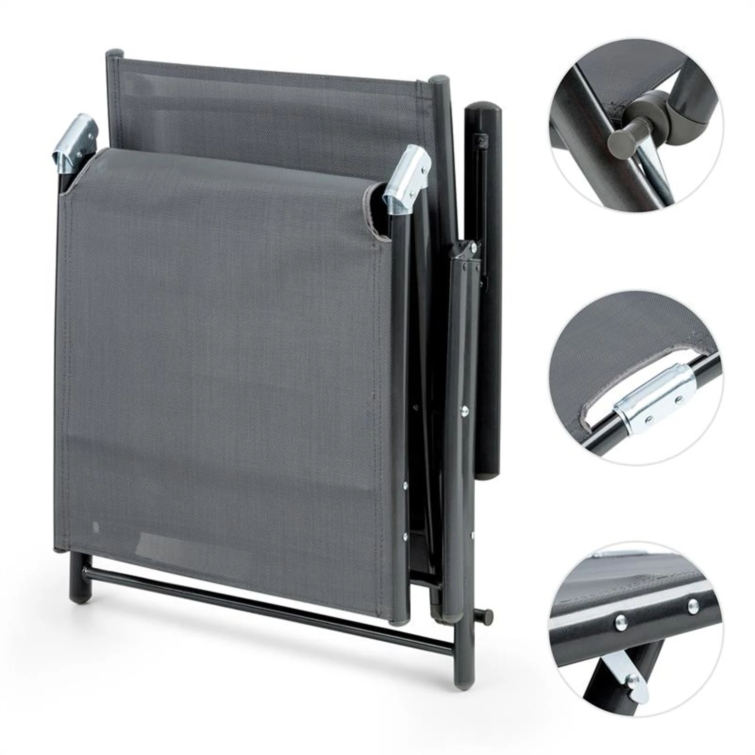 Modena Sonnenliege 64x85x170cm Aluminium/Stahlrohr Grau 6 Modena Sonnenliege 64x85x170cm Aluminium/Stahlrohr Grau – Bild 4