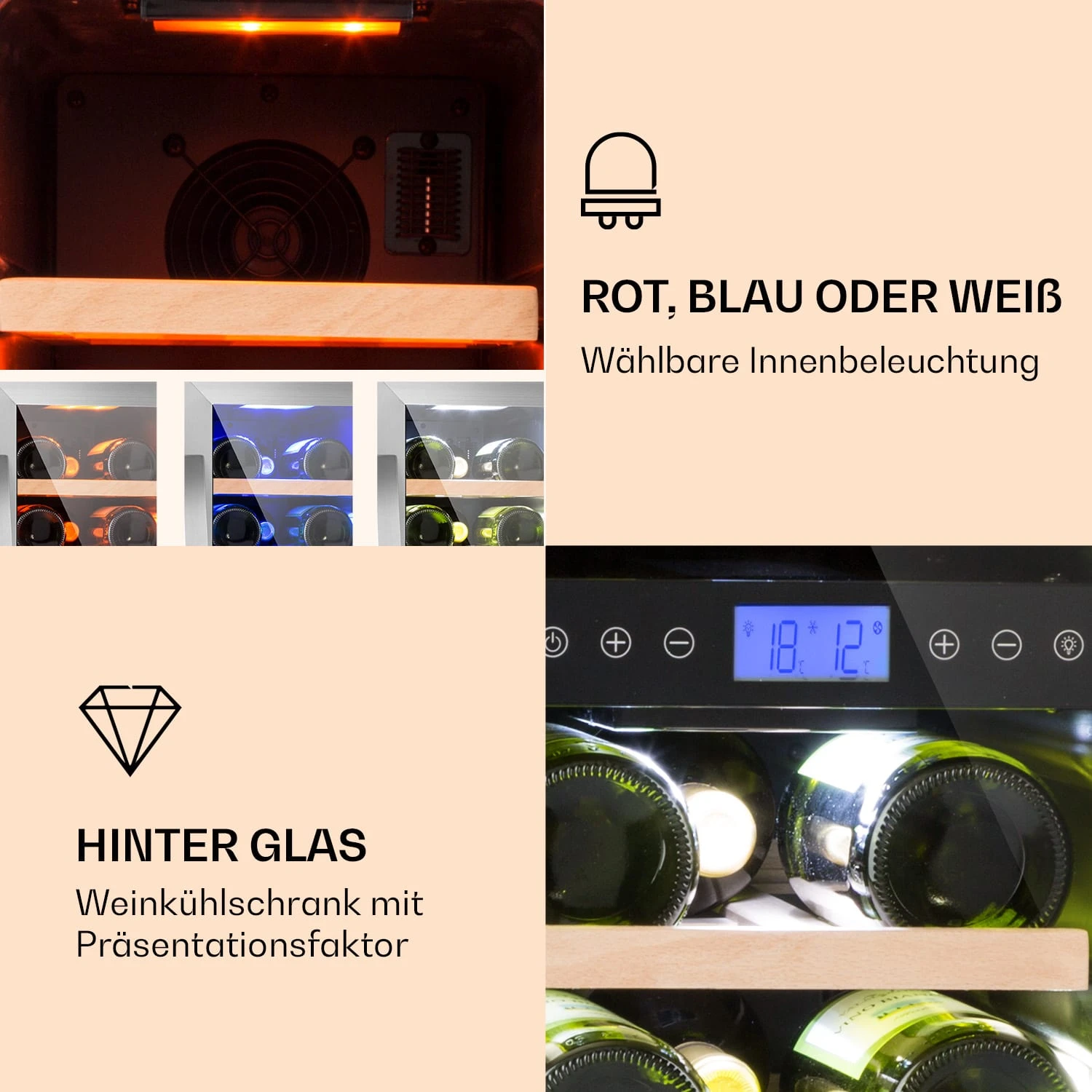 Vinovilla 17 Built-In Duo Weinkühlschrank 2 Zonen 53l 17 Fl. Glastür 5 Vinovilla 17 Built-In Duo Weinkühlschrank 2 Zonen 53l 17 Fl. Glastür – Bild 3