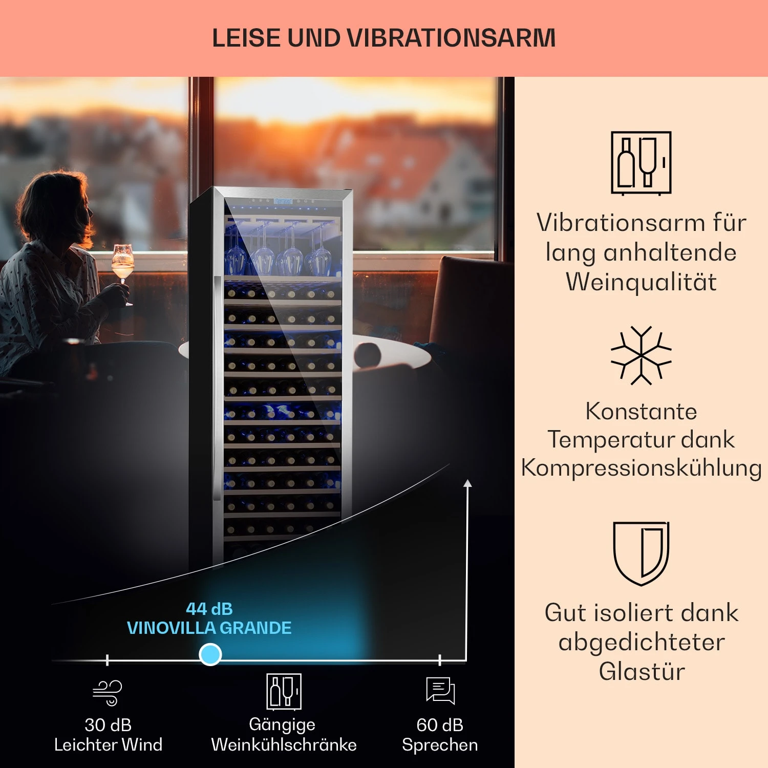 Vinovilla Grande 165 Built-in Uno Weinkühlschrank 425l 165Fl. Glastür 6 Vinovilla Grande 165 Built-in Uno Weinkühlschrank 425l 165Fl. Glastür – Bild 4
