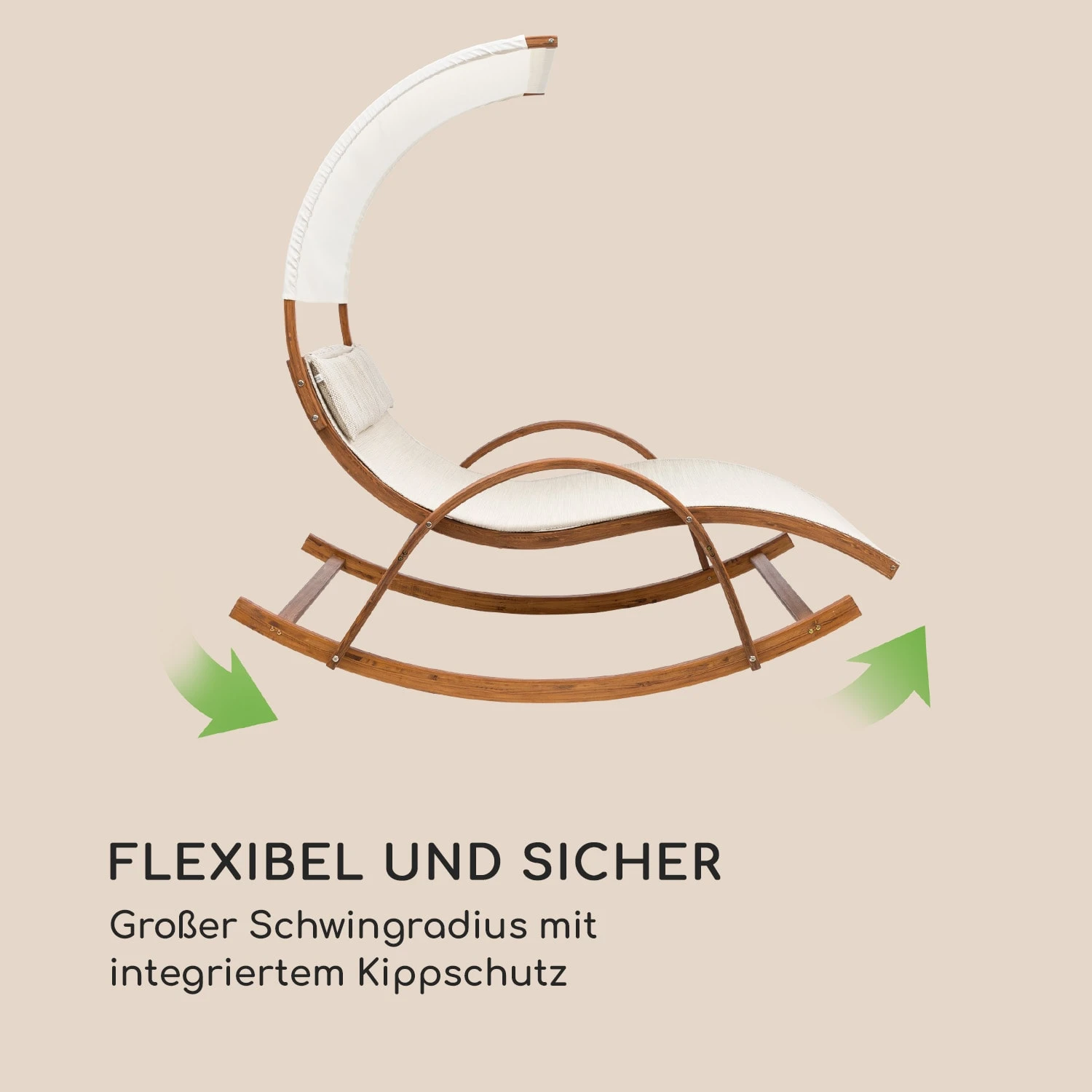 Mauritius Schwingliege Mit Dach ComfortMesh 180kg Max.wetterfest Creme 5 Mauritius Schwingliege Mit Dach ComfortMesh 180kg Max.wetterfest Creme – Bild 3