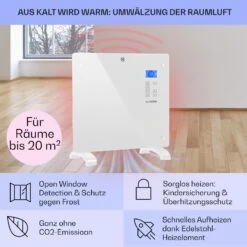 Norderney Konvektions-Heizgerät Thermostat Timer 1000W 20m² Weiß -Haushaltsgerätegeschäft 10032788 de 0004 usp