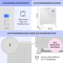 Norderney Konvektions-Heizgerät Thermostat Timer 1000W 20m² Weiß -Haushaltsgerätegeschäft 10032788 de 0006 usp
