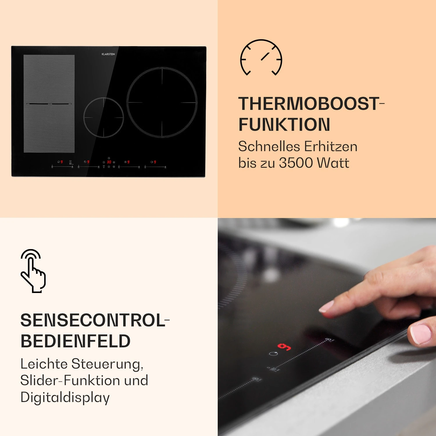 Delicatessa 77 Hybrid Einbaukochfeld Induktion 4 Zonen 7000W 5 Delicatessa 77 Hybrid Einbaukochfeld Induktion 4 Zonen 7000W – Bild 3