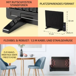 Wallander Ölradiator 600W Thermostat Ölheizung Ultraflach Schwarz -Haushaltsgerätegeschäft 10033099 de 0006 usp