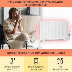 Wallander Ölradiator 800W Thermostat Ölheizung Ultraflach Weiß -Haushaltsgerätegeschäft 10033100 de 0003 usp