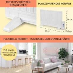 Wallander Ölradiator 800W Thermostat Ölheizung Ultraflach Weiß -Haushaltsgerätegeschäft 10033100 de 0006 usp