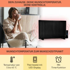 Wallander Ölradiator 800W Thermostat Ölheizung Ultraflach Schwarz -Haushaltsgerätegeschäft 10033101 de 0003 usp