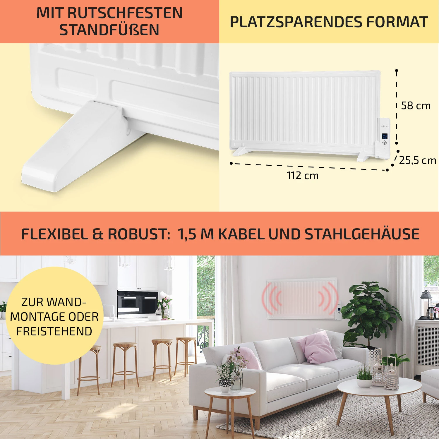 Wallander Ölradiator 1000W Thermostat Ölheizung Ultraflach Weiß 8 Wallander Ölradiator 1000W Thermostat Ölheizung Ultraflach Weiß – Bild 6