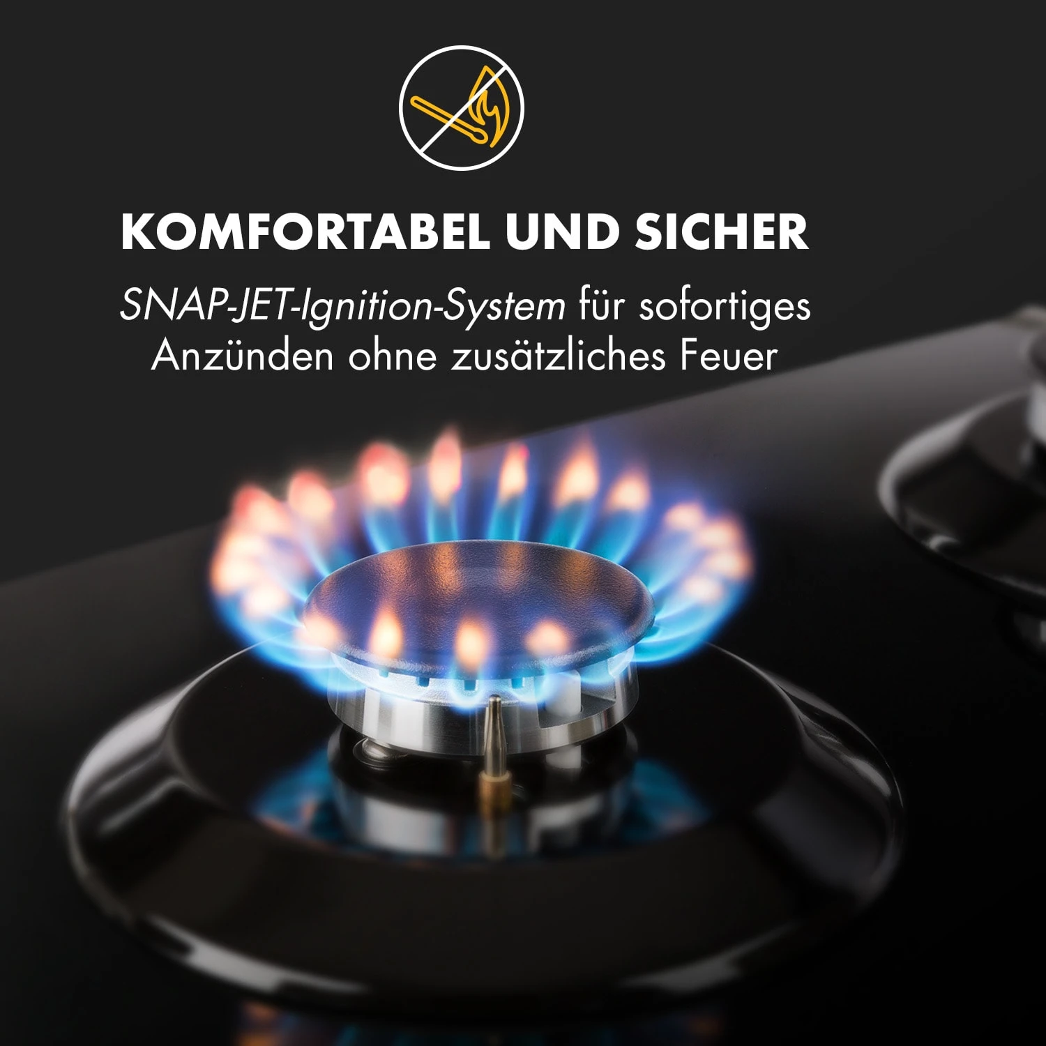 Ignito 4 Zonen Gaskochfeld 4-flammig Sabaf-Brenner Glaskeramik Schwarz 7 Ignito 4 Zonen Gaskochfeld 4-flammig Sabaf-Brenner Glaskeramik Schwarz – Bild 5