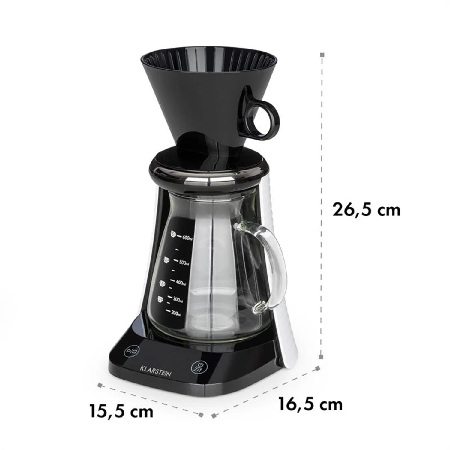 Craft Coffee Waage Timer Glaskanne Filteraufsatz 600ml Schwarz/weiß – Bild 7