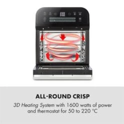 AeroVital Cube Heißluftfritteuse 1600W 12l Timer 16 Programme Schwarz -Haushaltsgerätegeschäft 10033248 yy 0003 logo Klarstein AeroVital Cube Heissluftfritteuse schwarz reedit