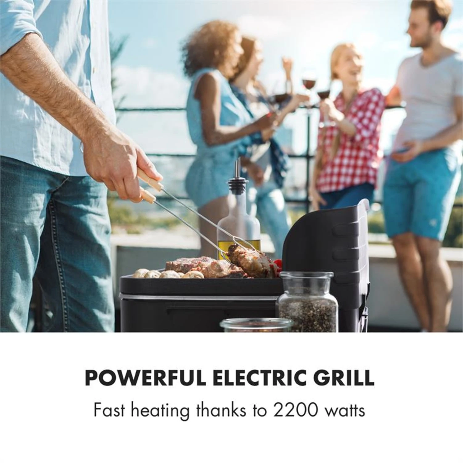 Porterhouse Elektrogrill 2200W Antihaft-Grillfläche Schwarz 4 Porterhouse Elektrogrill 2200W Antihaft-Grillfläche Schwarz – Bild 2