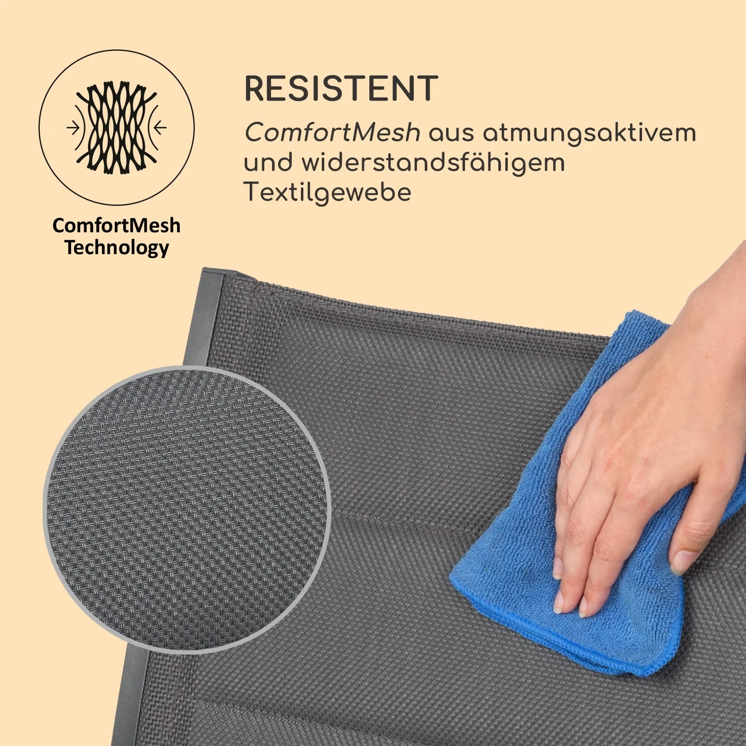 Torremolinos Gartenstühle 2 St. Aluminium ComfortMesh Dunkelgrau 5 Torremolinos Gartenstühle 2 St. Aluminium ComfortMesh Dunkelgrau – Bild 3