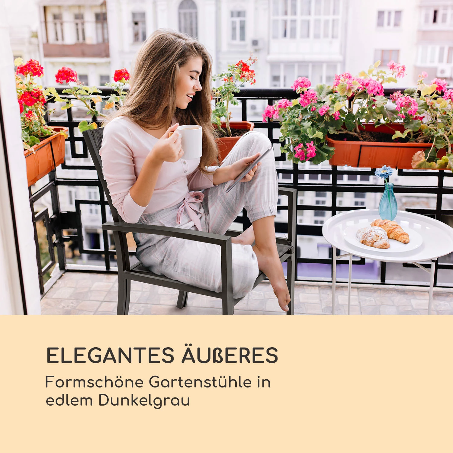 Torremolinos Gartenstühle 2 St. Aluminium ComfortMesh Dunkelgrau 7 Torremolinos Gartenstühle 2 St. Aluminium ComfortMesh Dunkelgrau – Bild 5