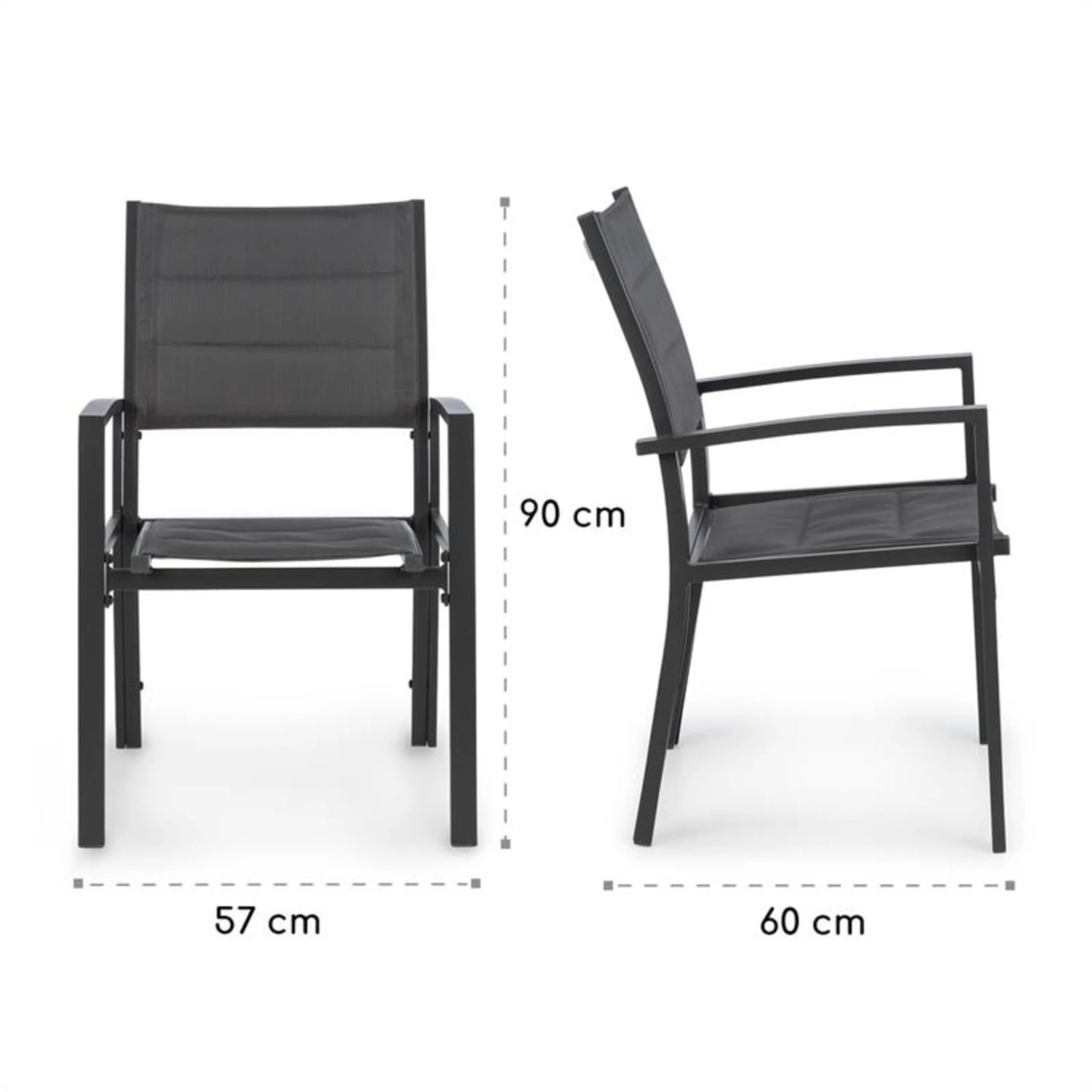 Torremolinos Gartenstühle 2 St. Aluminium ComfortMesh Dunkelgrau 11 Torremolinos Gartenstühle 2 St. Aluminium ComfortMesh Dunkelgrau – Bild 9