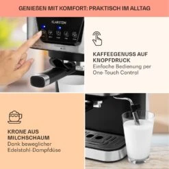 Arabica Espressomaschine 1050W 15 Bar 1,5l Touch-Bedienfeld Edelstahl -Haushaltsgerätegeschäft 10033729 de 0003 usp