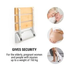 Arielle Duschsitz Bambus Aluminium Klappbar 160 Kg Max. Holz -Haushaltsgerätegeschäft 10034209 yy 0003 logo oneConcept Arielle Duschsitz Bambus