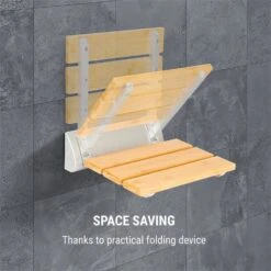 Arielle Duschsitz Bambus Aluminium Klappbar 160 Kg Max. Holz -Haushaltsgerätegeschäft 10034209 yy 0004 logo oneConcept Arielle Duschsitz Bambus