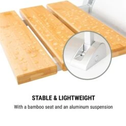 Arielle Duschsitz Bambus Aluminium Klappbar 160 Kg Max. Holz -Haushaltsgerätegeschäft 10034209 yy 0005 logo oneConcept Arielle Duschsitz Bambus