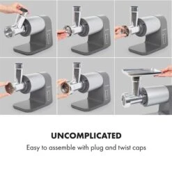 Mett Max Elektrischer Fleischwolf 600W Kupfermotor Aluminium -Haushaltsgerätegeschäft 10034244 yy 0003 logo Klarstein Mett Max elektrischer Fleischwolf grau