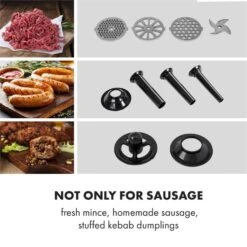 Mett Max Elektrischer Fleischwolf 600W Kupfermotor Aluminium -Haushaltsgerätegeschäft 10034244 yy 0004 logo Klarstein Mett Max elektrischer Fleischwolf grau