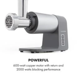 Mett Max Elektrischer Fleischwolf 600W Kupfermotor Aluminium -Haushaltsgerätegeschäft 10034244 yy 0007 logo Klarstein Mett Max elektrischer Fleischwolf grau