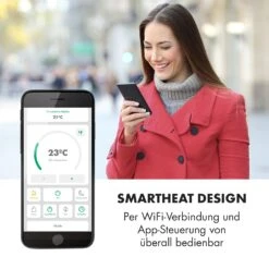 Bornholm Smart Konvektions-Heizgerät | 2000 W | SmartHeat Design: WiFi-Verbindung | LED-Display | 24-h-Timer | 2 Heizstufen: 1000 / 2000 W | IP24: Spritzwassergeschützt | Fernbedienung | Standgerät -Haushaltsgerätegeschäft 10034390 de 0008 logo