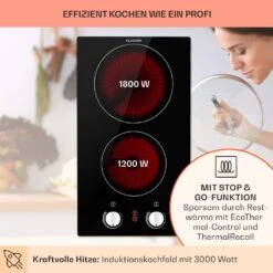 EasyCook Domino Keramikkochfeld 3000W Drehregler Schwarz 13 EasyCook Domino Keramikkochfeld 3000W Drehregler Schwarz -Haushaltsgerätegeschäft 10034603 de 0003 usp