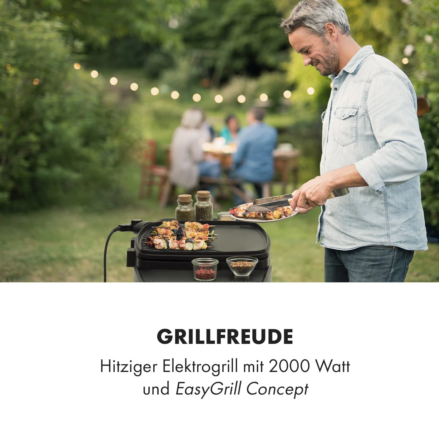 Gatsby Elektrogrill 2000W Antihaft-Grillfläche Seitentische Schwarz 4 Gatsby Elektrogrill 2000W Antihaft-Grillfläche Seitentische Schwarz – Bild 2