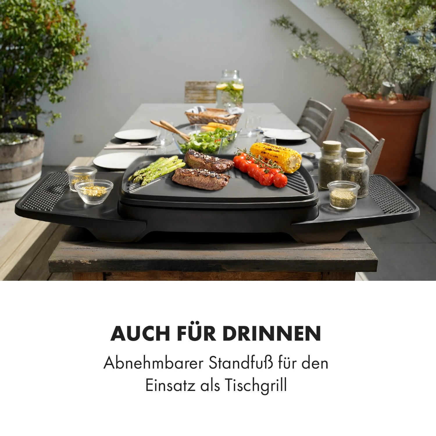 Gatsby Elektrogrill 2000W Antihaft-Grillfläche Seitentische Schwarz 8 Gatsby Elektrogrill 2000W Antihaft-Grillfläche Seitentische Schwarz – Bild 6