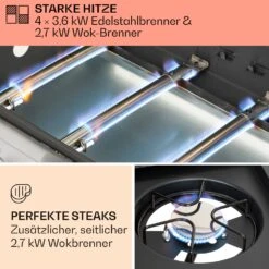 Tomahawk Gasgrill 4x3,6 KW + 2,7 KW Brenner 66x43,5 Cm Grill Edelstahl -Haushaltsgerätegeschäft 10034710 de 0003 usp