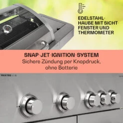 Valkyrie Gasgrill 4x3,5 KW + 3,15 KW Brenner 74x44 Cm Grill Edelstahl -Haushaltsgerätegeschäft 10034715 de 0004 usp
