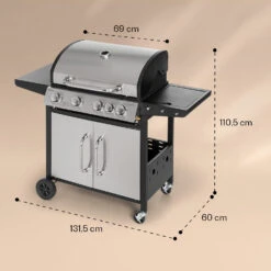 Valkyrie Gasgrill 4x3,5 KW + 3,15 KW Brenner 74x44 Cm Grill Edelstahl -Haushaltsgerätegeschäft 10034715 yy 0008 dimensions