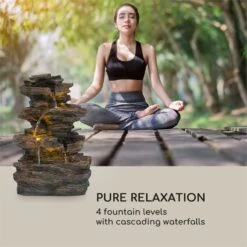 Messina Kaskadenbrunnen Solarbrunnen Gartenbrunnen Akku Solarpanel LED -Haushaltsgerätegeschäft 10034734 yy 0004 logo Blumfeldt Messina Kaskadenbrunnen