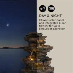 Messina Kaskadenbrunnen Solarbrunnen Gartenbrunnen Akku Solarpanel LED -Haushaltsgerätegeschäft 10034734 yy 0007 logo Blumfeldt Messina Kaskadenbrunnen