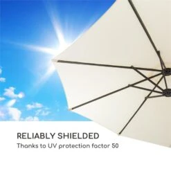 Twin Peaks Sonnenschirm Sonnenschutz 456 X 245 X 268 Cm Polyester -Haushaltsgerätegeschäft 10034740 yy 0007 logo Blumfeldt Twin Peaks Sonnenschirm creme