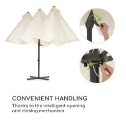 Twin Peaks Sonnenschirm Sonnenschutz 456 X 245 X 268 Cm Polyester -Haushaltsgerätegeschäft 10034740 yy 0008 logo Blumfeldt Twin Peaks Sonnenschirm creme