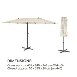 Twin Peaks Sonnenschirm Sonnenschutz 456 X 245 X 268 Cm Polyester -Haushaltsgerätegeschäft 10034740 yy 0009 logo Blumfeldt Twin Peaks Sonnenschirm creme