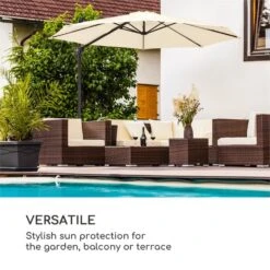 Belo Horizonte Sonnenschirm Sonnenschutz Ø 292cm Polyester Wasserabweisend Inkl. Standbasis Creme -Haushaltsgerätegeschäft 10034743 yy 0005 logo blumfeldt Belo Horizonte Sonnenschirm creme