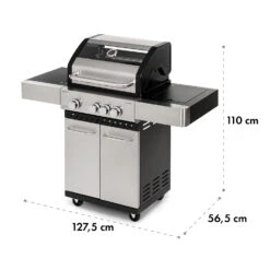 Valkyrie Gasgrill 3x3,2 + 2,9 KW Sichtfenster 54x42 Cm Grill Edelstahl -Haushaltsgerätegeschäft 10034845 yy 0010 logo Klarstein Valkyrie Gasgrill 3plus1 Brenner Edelstahl