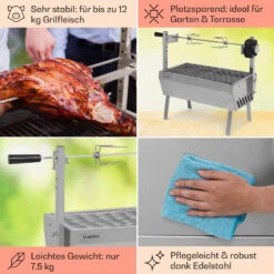 Sauenland Mini Rotisserie-Grill Drehspieß 4W 12kg Max. Edelstahl -Haushaltsgerätegeschäft 10035371 de 0005 usp